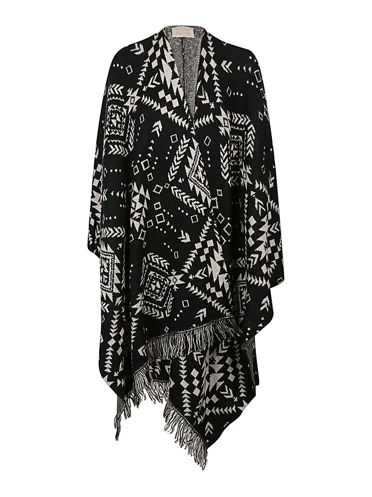 Ethnic Print Jacquard Cardigan In Black