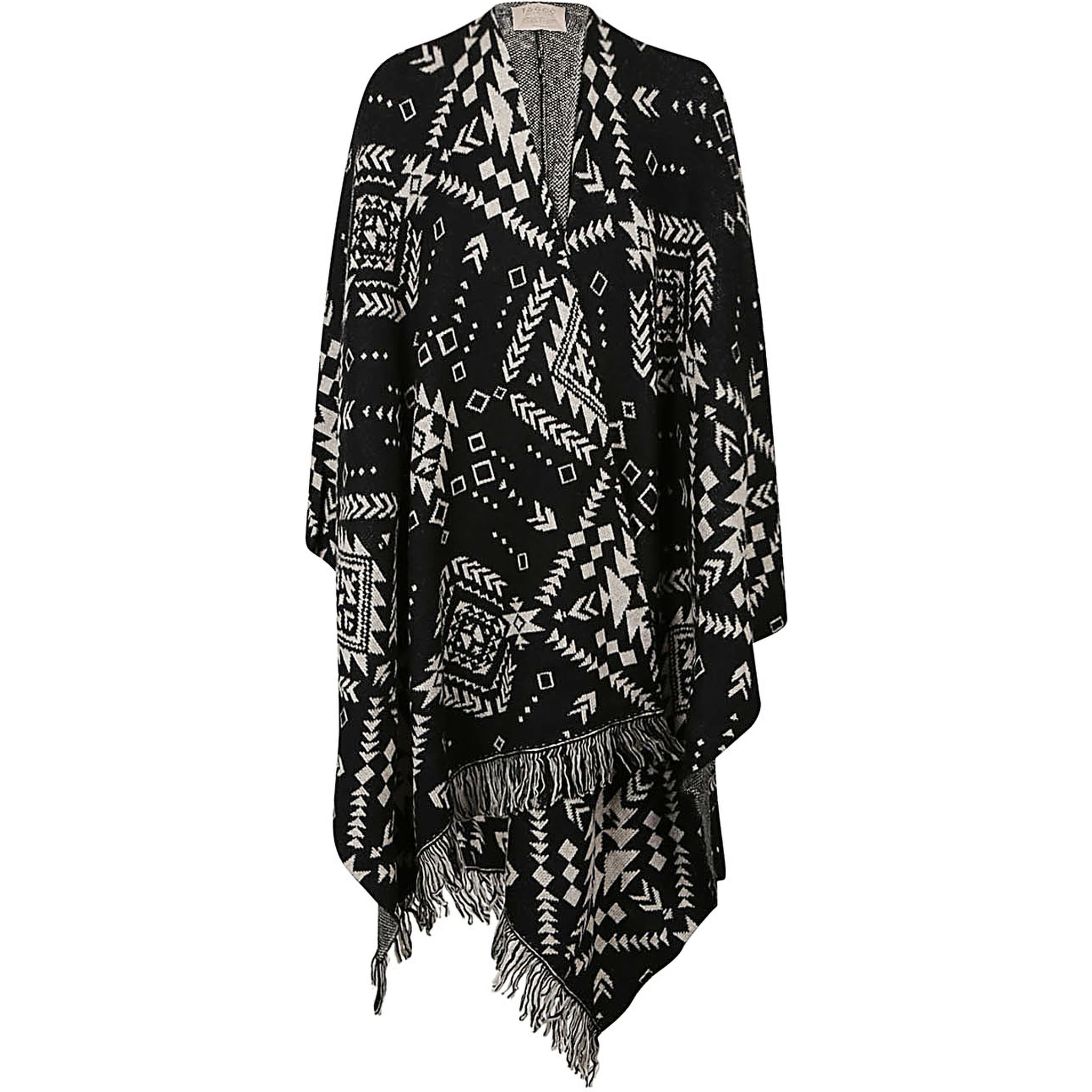 Ethnic Print Jacquard Cardigan In Black