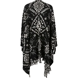 Ethnic Print Jacquard Cardigan In Black