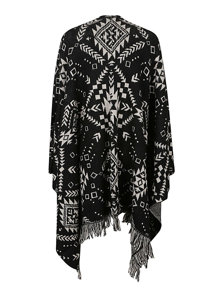 Ethnic Print Jacquard Cardigan In Black alternative