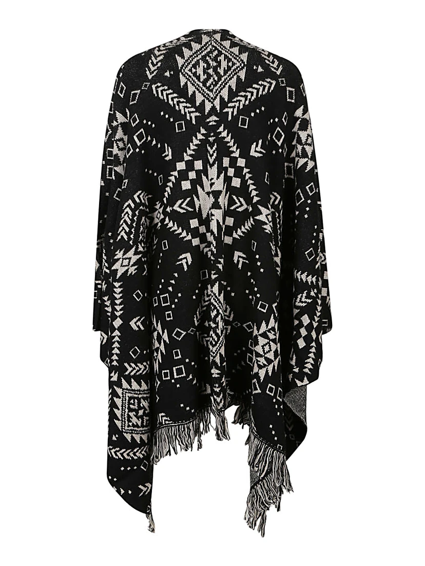 Ethnic Print Jacquard Cardigan In Black