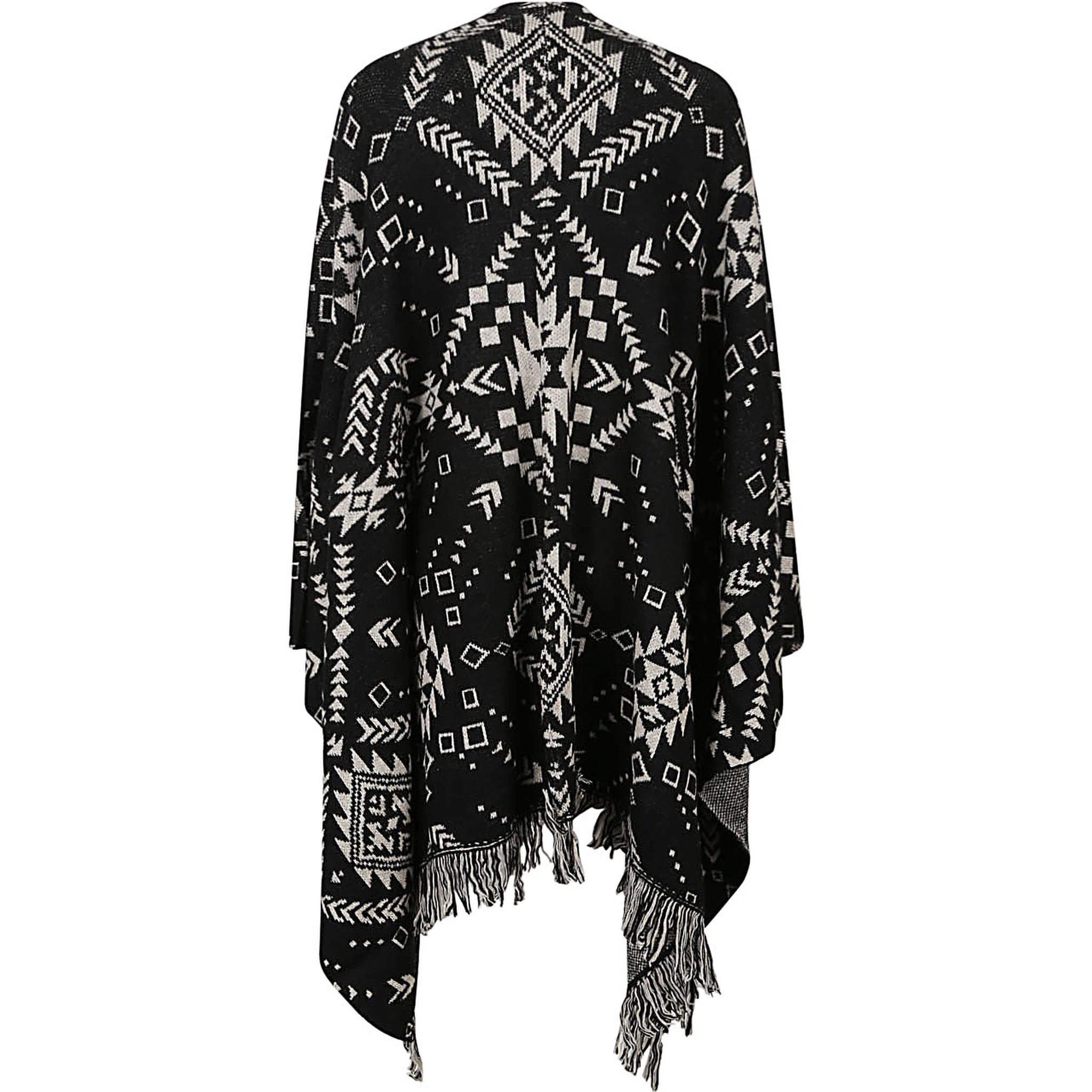 Ethnic Print Jacquard Cardigan In Black