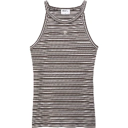 monogram-embroidered striped organic cotton tank top