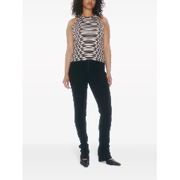 monogram-embroidered striped organic cotton tank top