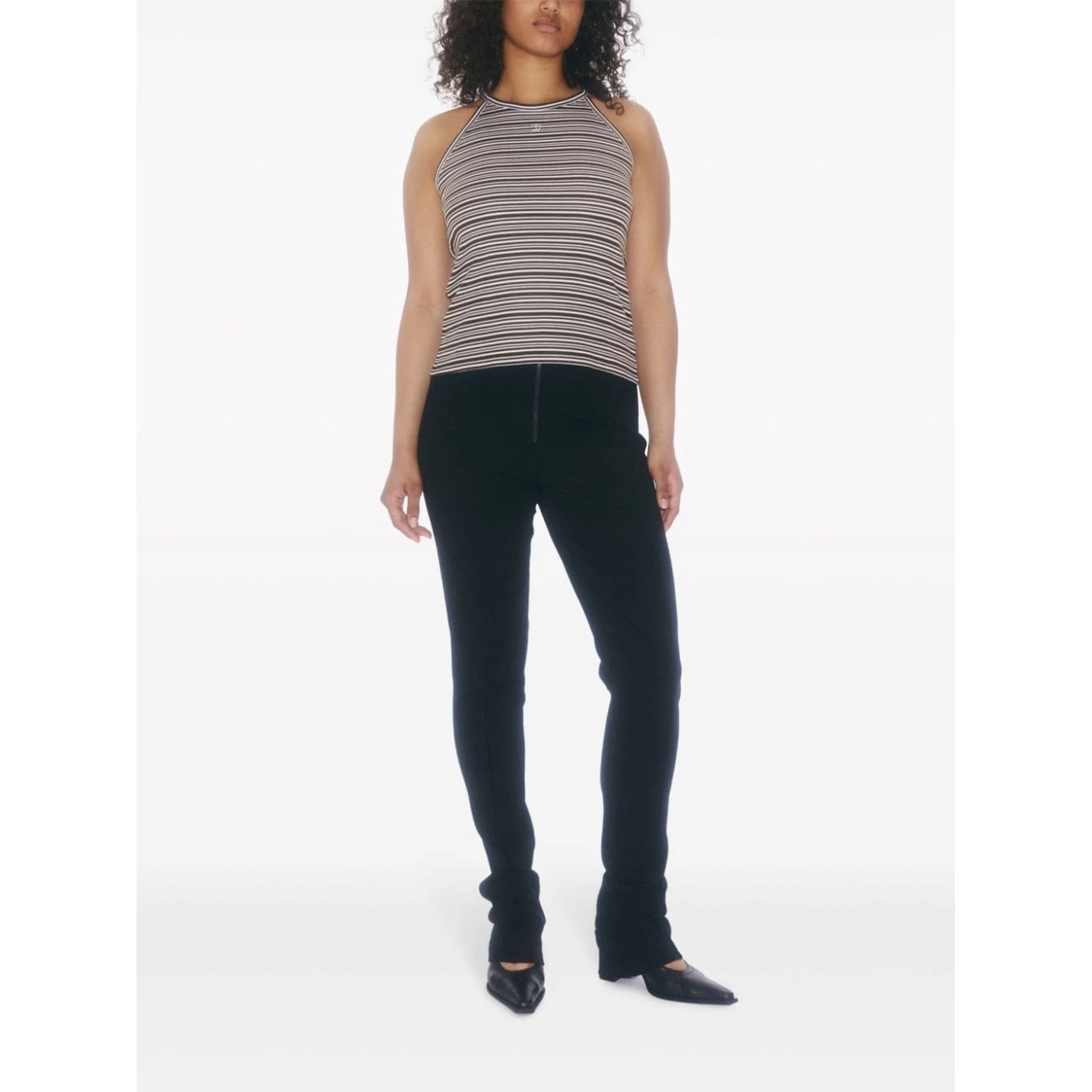 monogram-embroidered striped organic cotton tank top