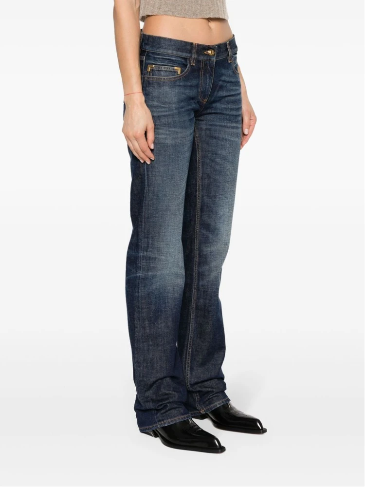 logo-embroidered straight-leg jeans alternative