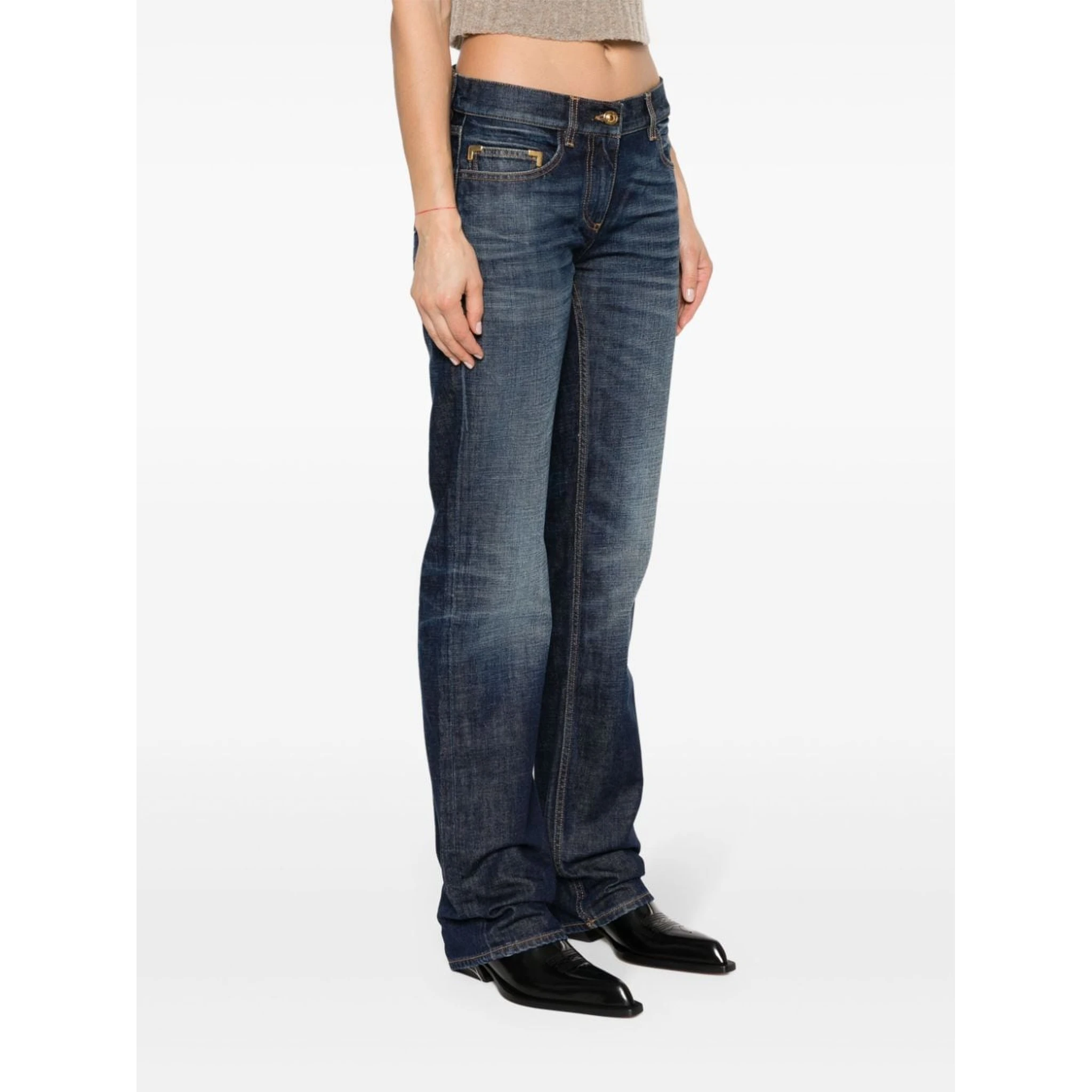 logo-embroidered straight-leg jeans