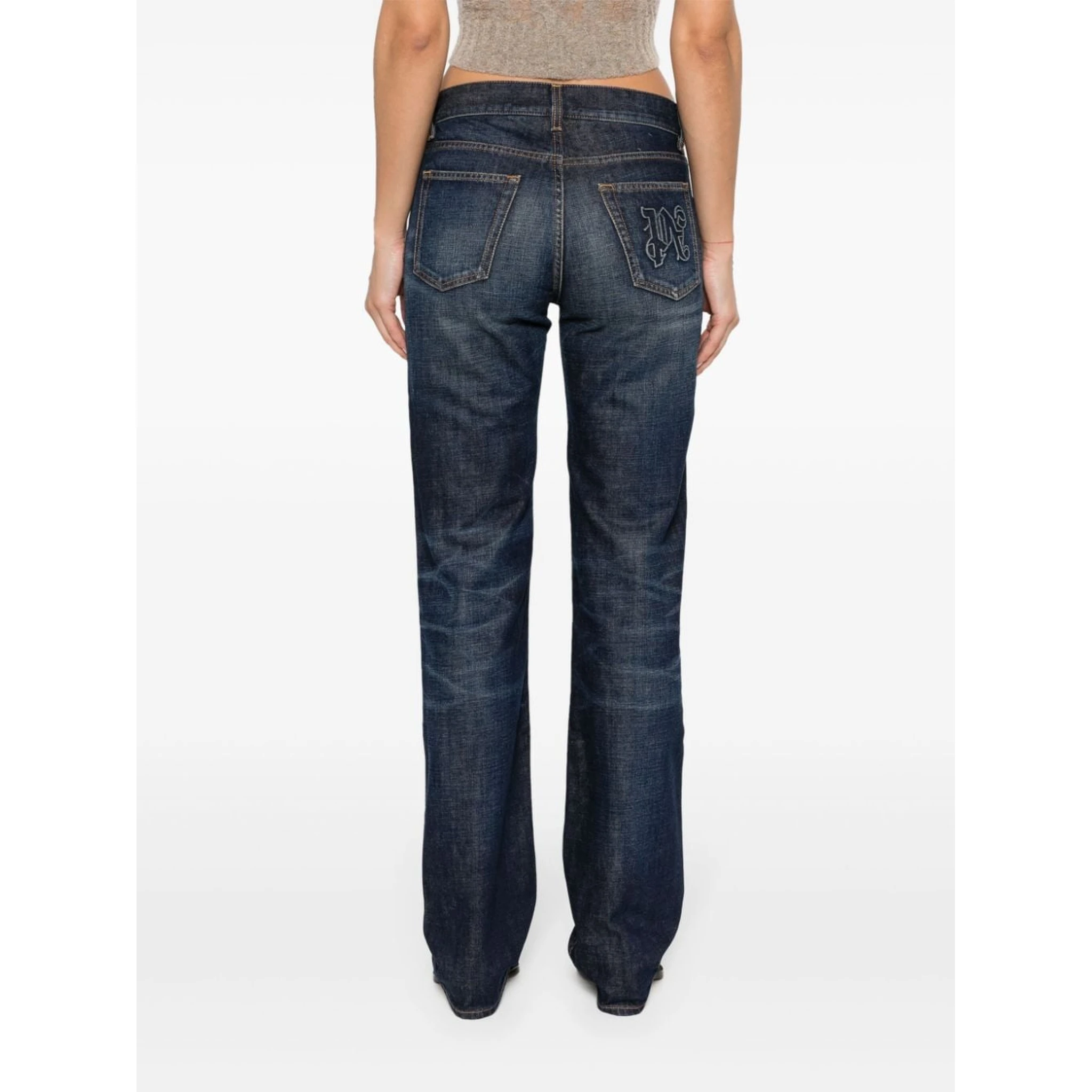 logo-embroidered straight-leg jeans