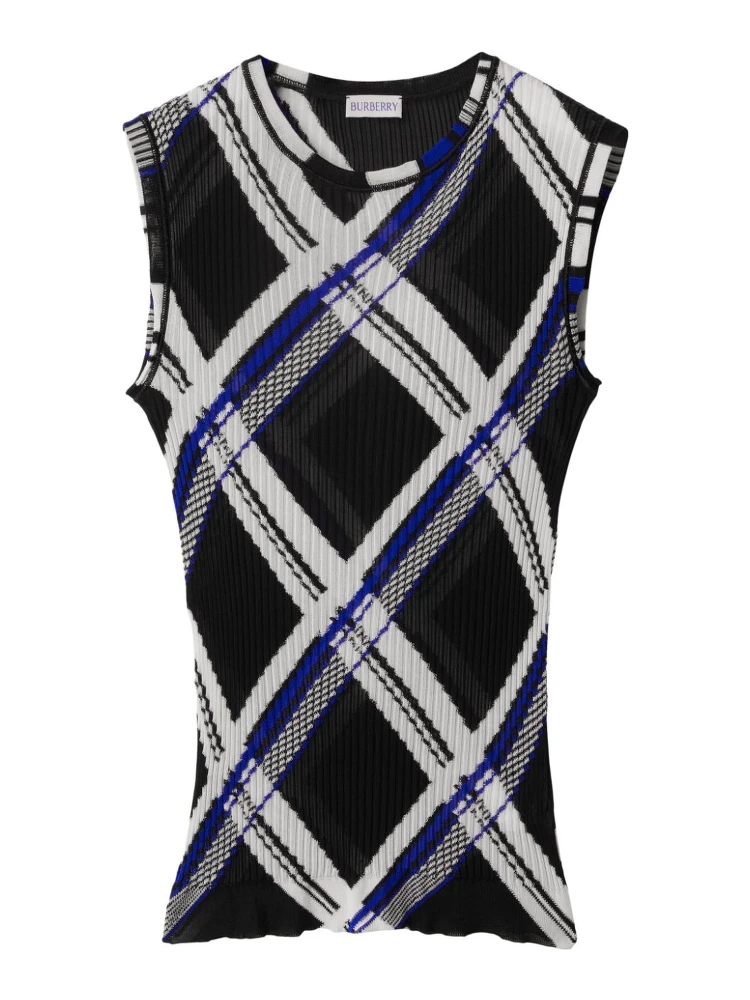 Checked Silk Knitted Vest