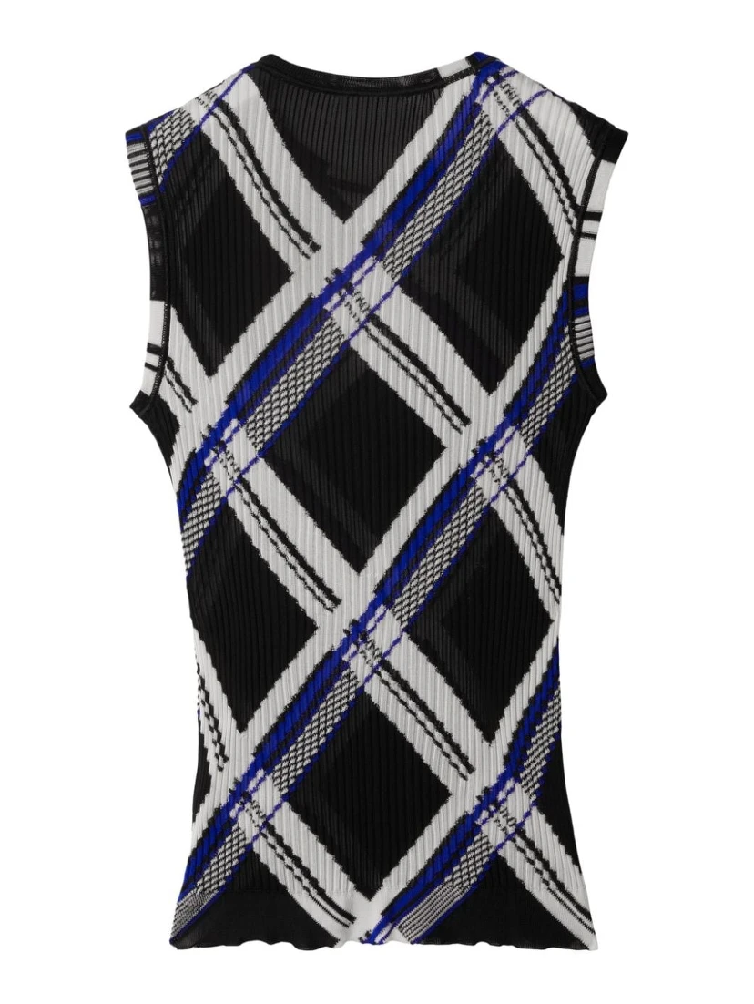 Checked Silk Knitted Vest