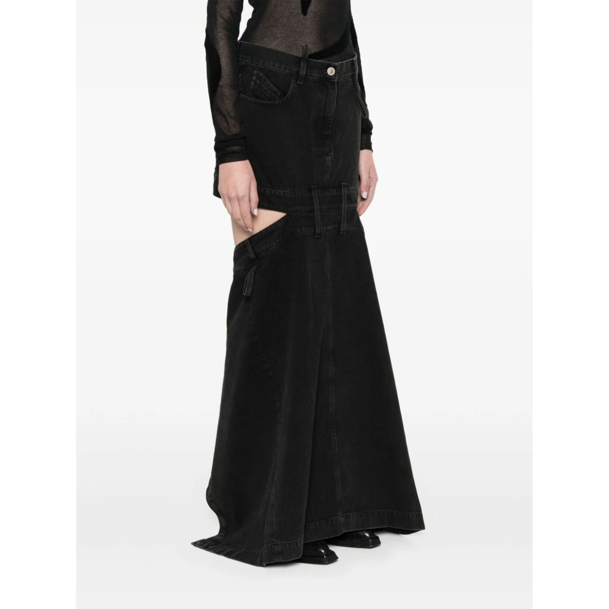 Midi Black Skirt With Maxi Cut-out