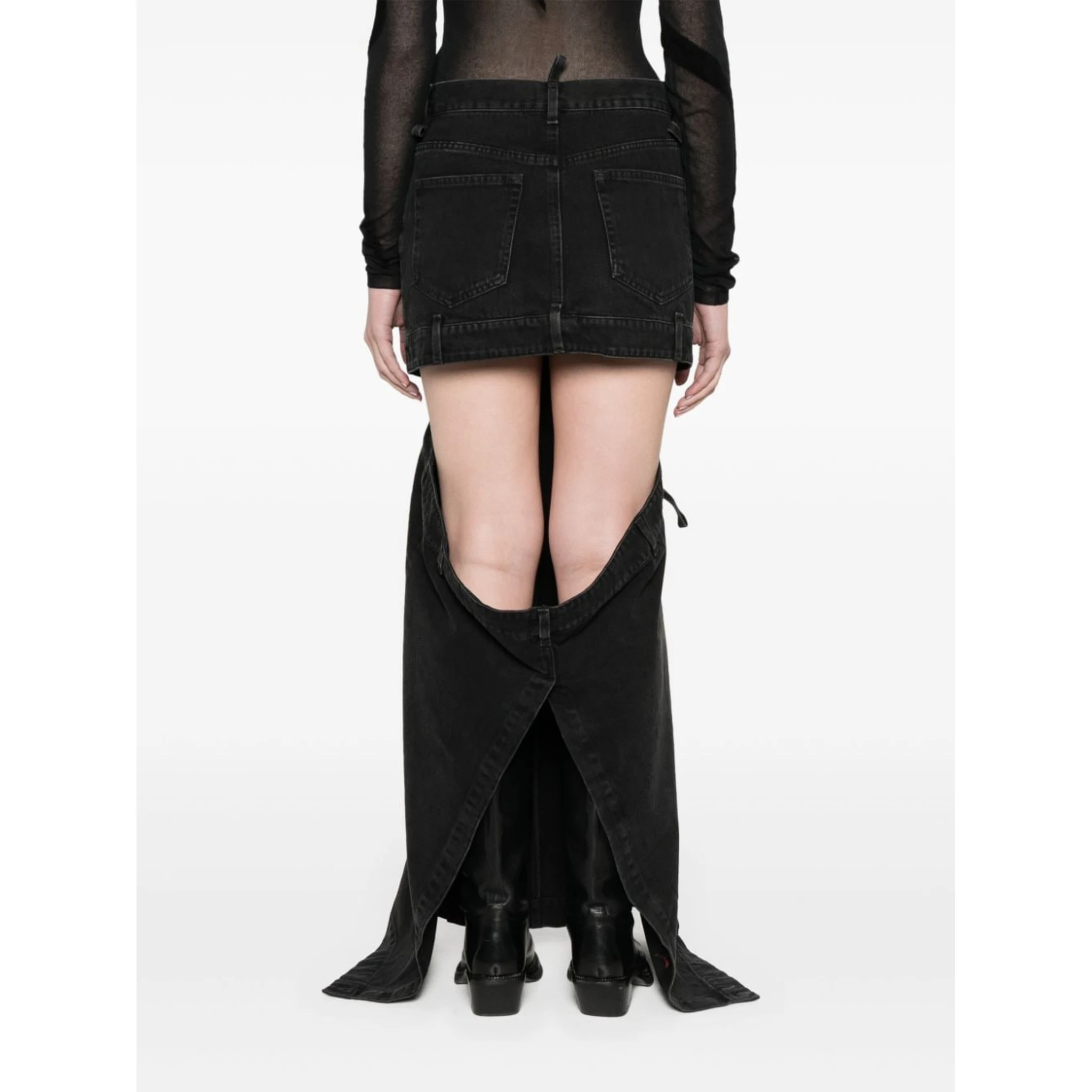 Midi Black Skirt With Maxi Cut-out