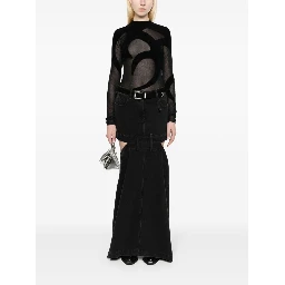 Midi Black Skirt With Maxi Cut-out