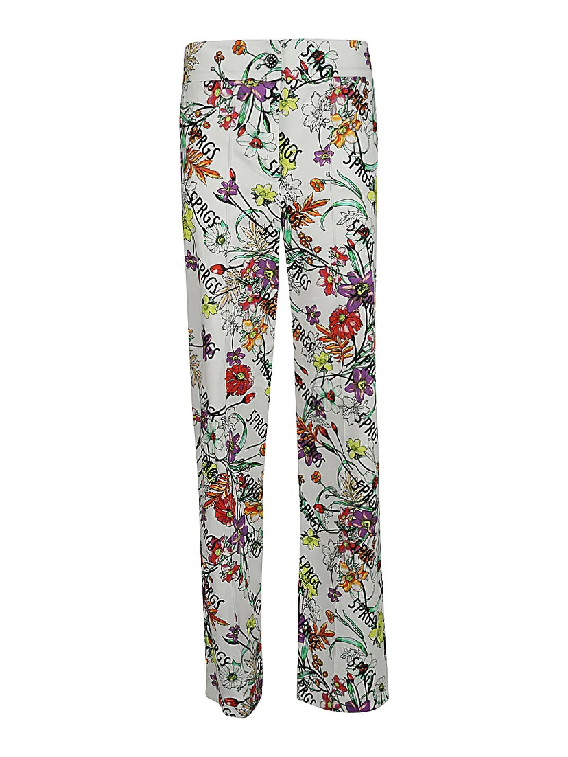 5progress Printed Cotton Trousers In White