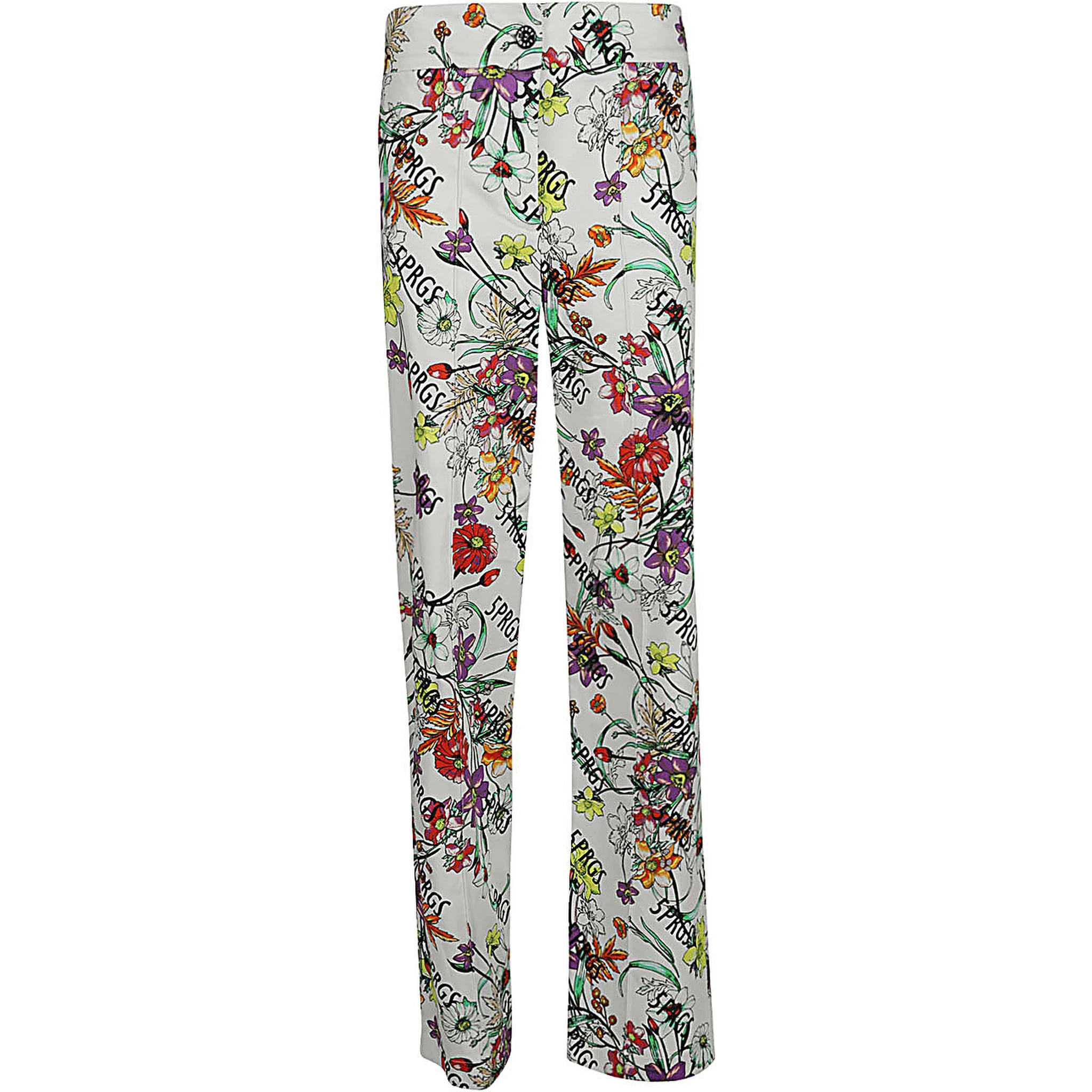 5progress Printed Cotton Trousers In White