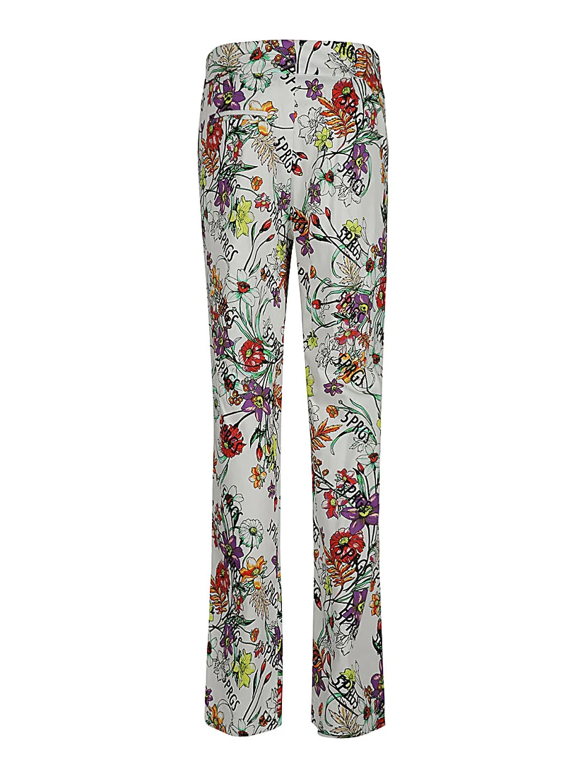 5progress Printed Cotton Trousers In White