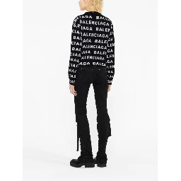 Allover Logo Wool Cropped Sweater In Black
