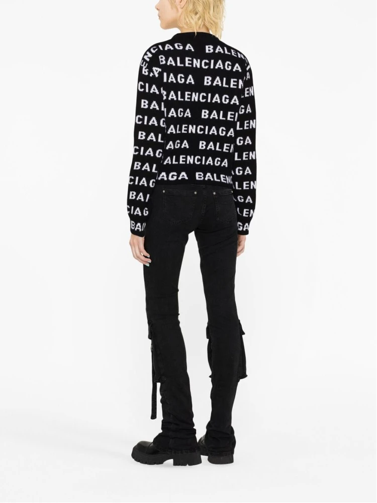 Allover Logo Wool Cropped Sweater In Black alternative
