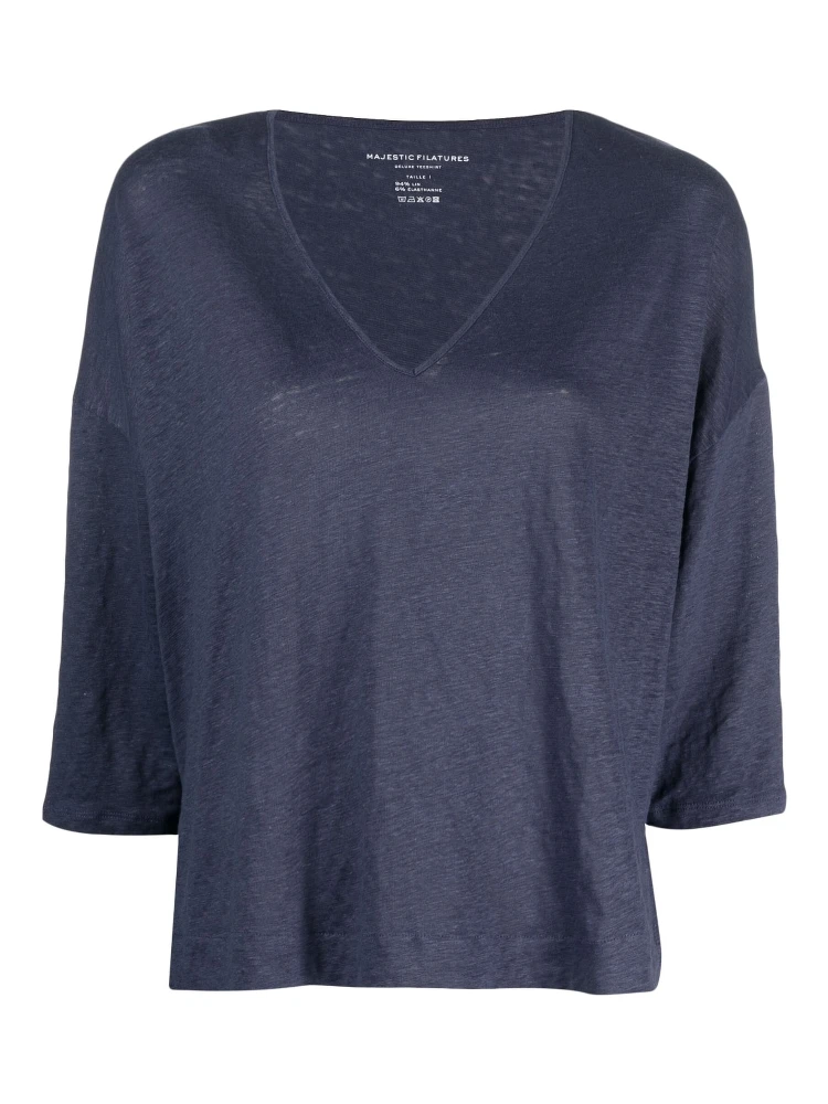 V-neck three-quarter sleeved top