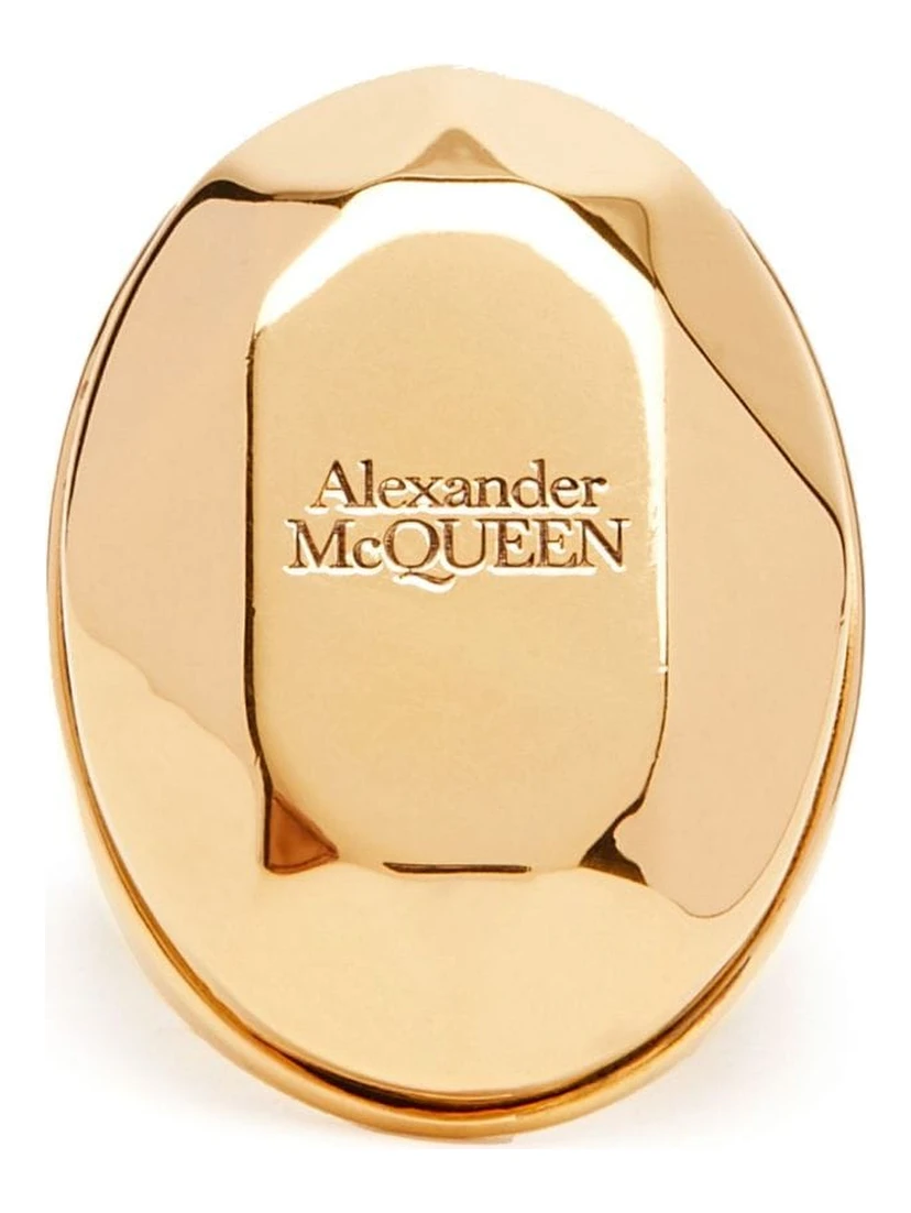 Alexander Mc Queen Stone Logo Ring In Multicolor