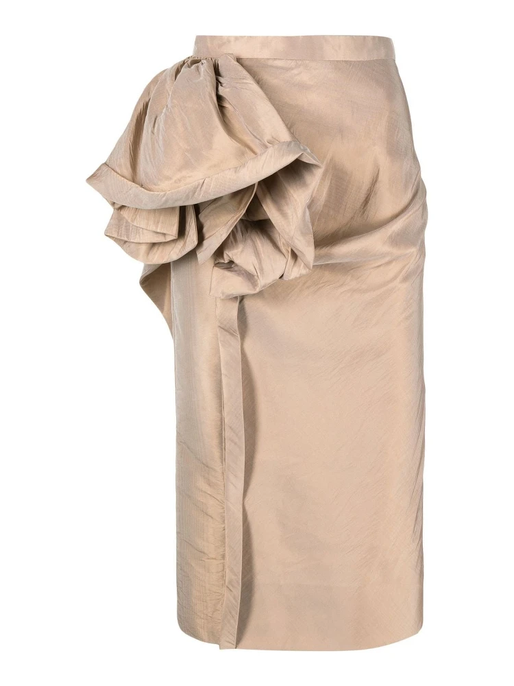 moiré-effect ruffled midi skirt