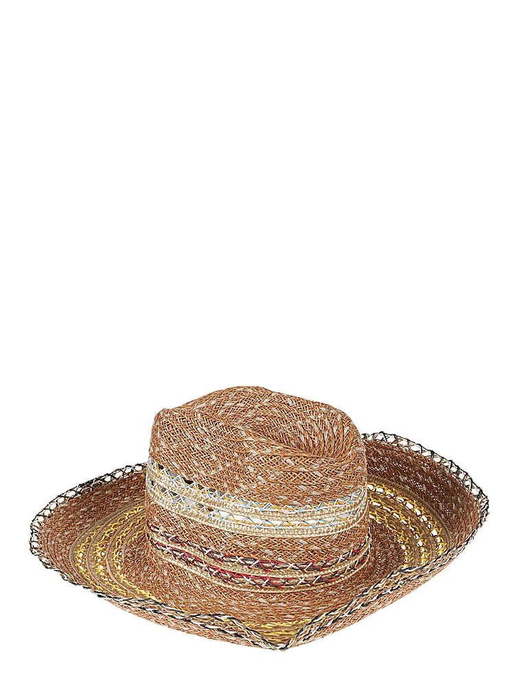 Raffia Fedora Hat In Brown