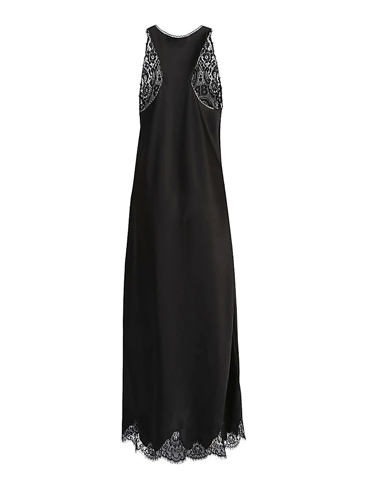 Lace Trim Long Length Sleeveless V-neckline In Black alternative