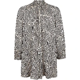 Printed Silk Shirt In Gray