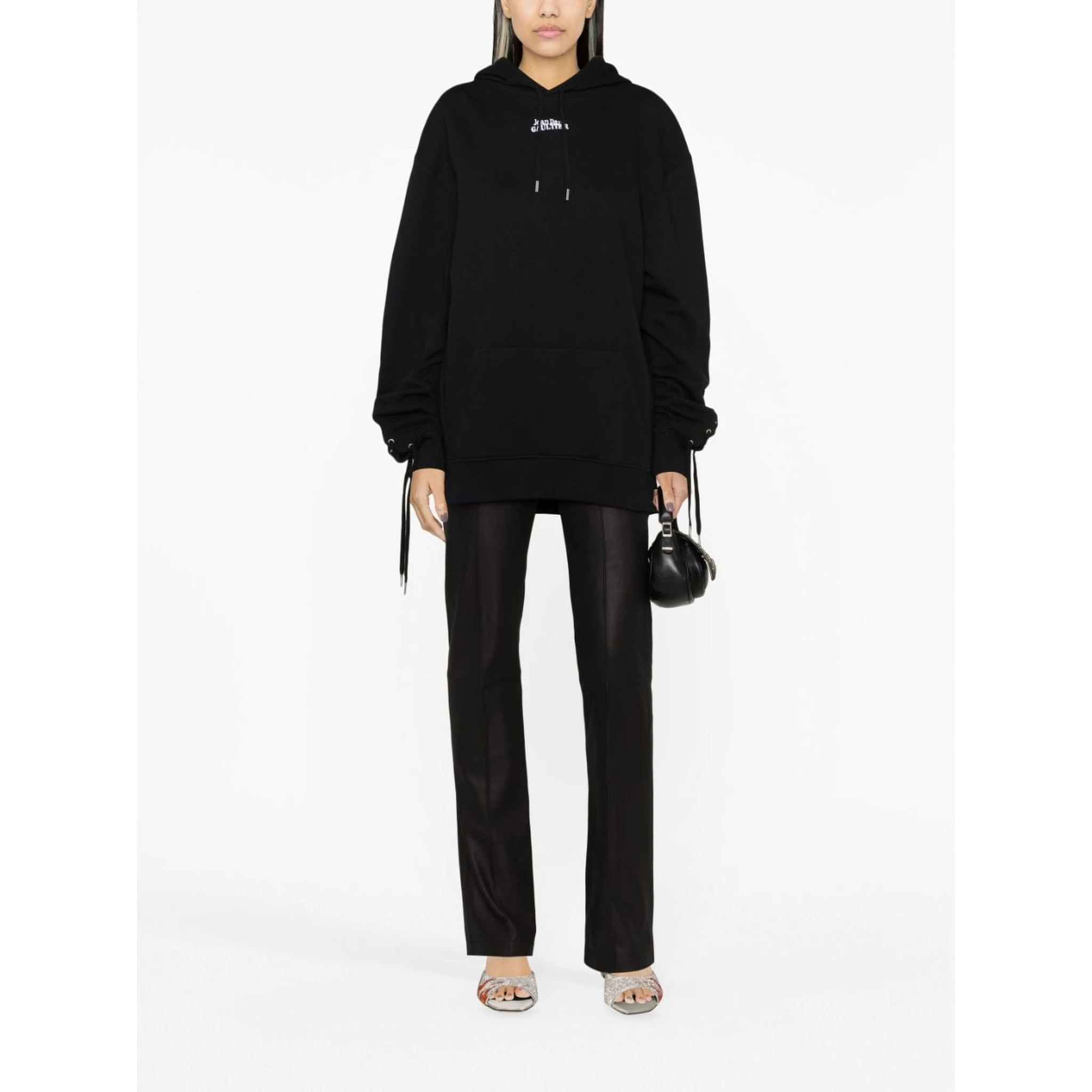 Black Logo Cotton Hoodie