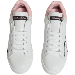 White Pink Portofino Low Top Sneakers Shoes