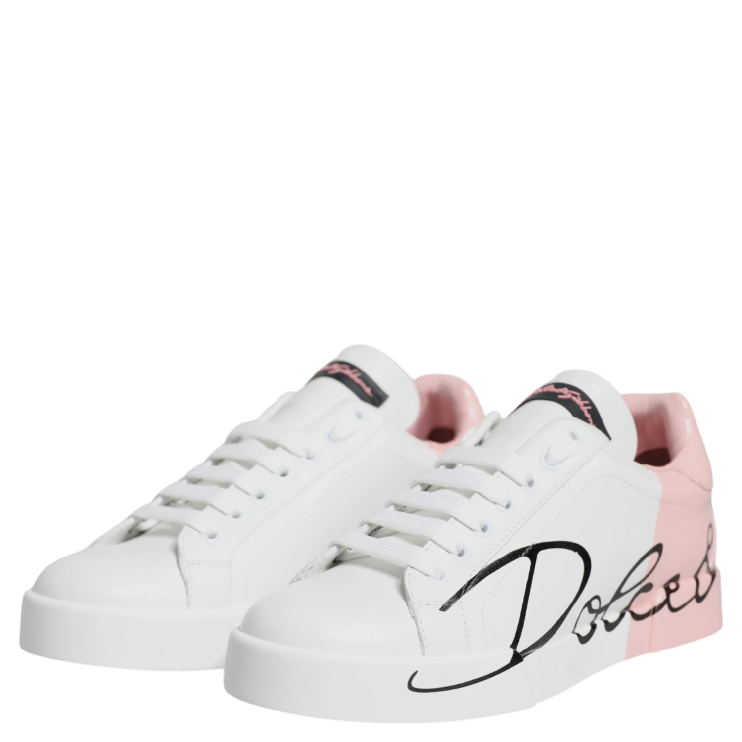 White Pink Portofino Low Top Sneakers Shoes