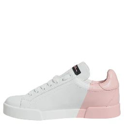 White Pink Portofino Low Top Sneakers Shoes