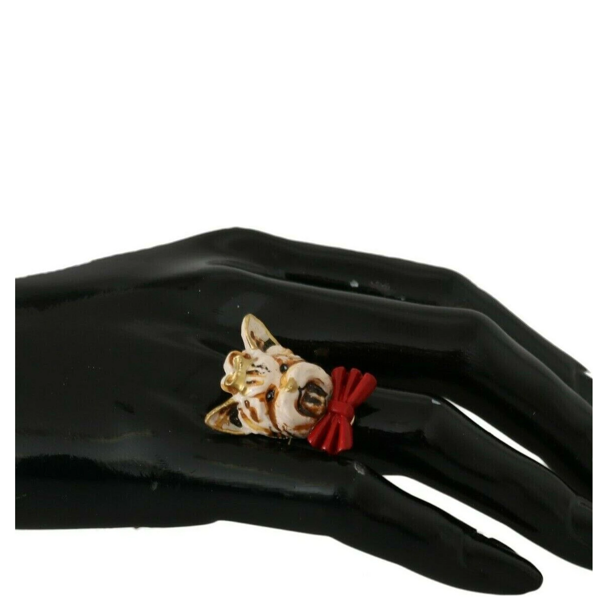 Beige Dog Pet Branded Accessory Gold Brass Resin Ring