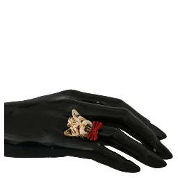 Beige Dog Pet Branded Accessory Gold Brass Resin Ring