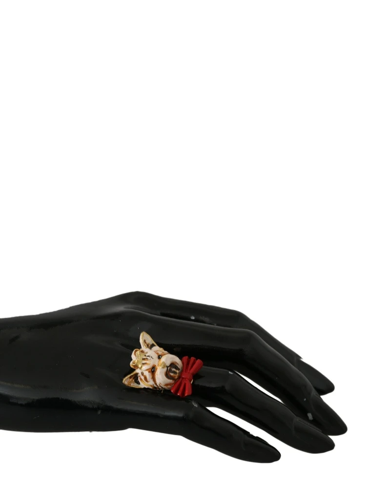 Beige Dog Pet Branded Accessory Gold Brass Resin Ring alternative