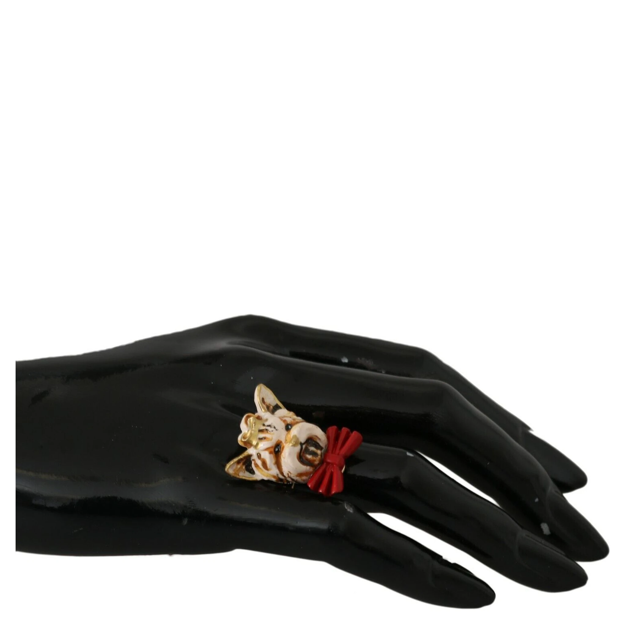 Beige Dog Pet Branded Accessory Gold Brass Resin Ring