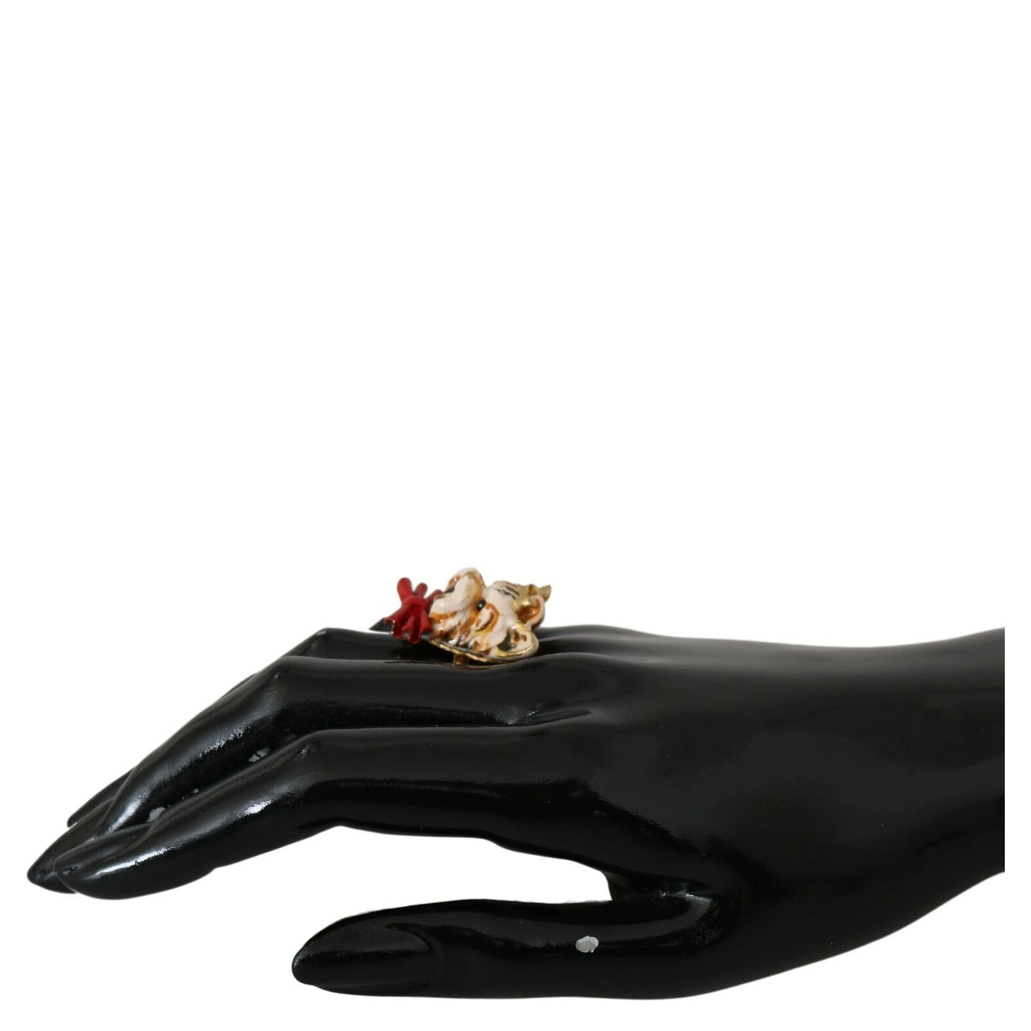 Beige Dog Pet Branded Accessory Gold Brass Resin Ring