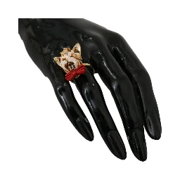 Beige Dog Pet Branded Accessory Gold Brass Resin Ring