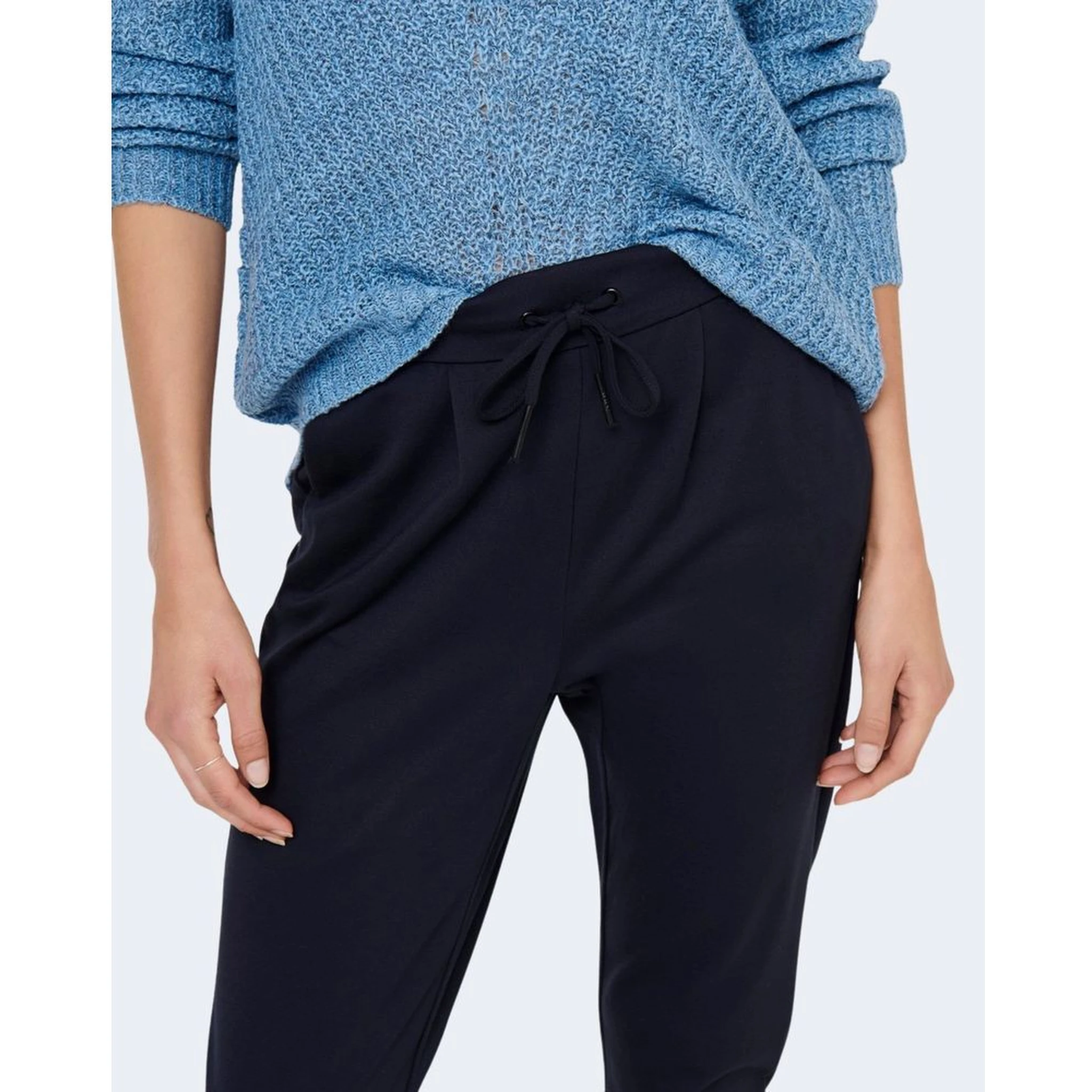 Blue Viscose Casual Pants