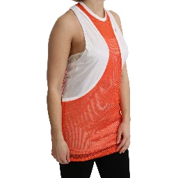 Orange White Crewneck Sleeveless Tank T-shirt Dress Top