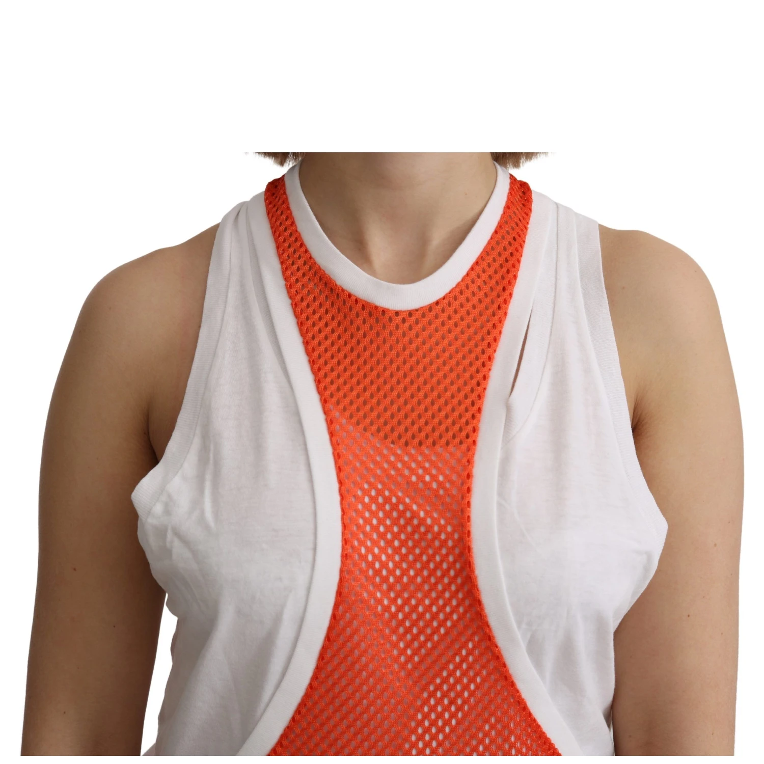 Orange White Crewneck Sleeveless Tank T-shirt Dress Top