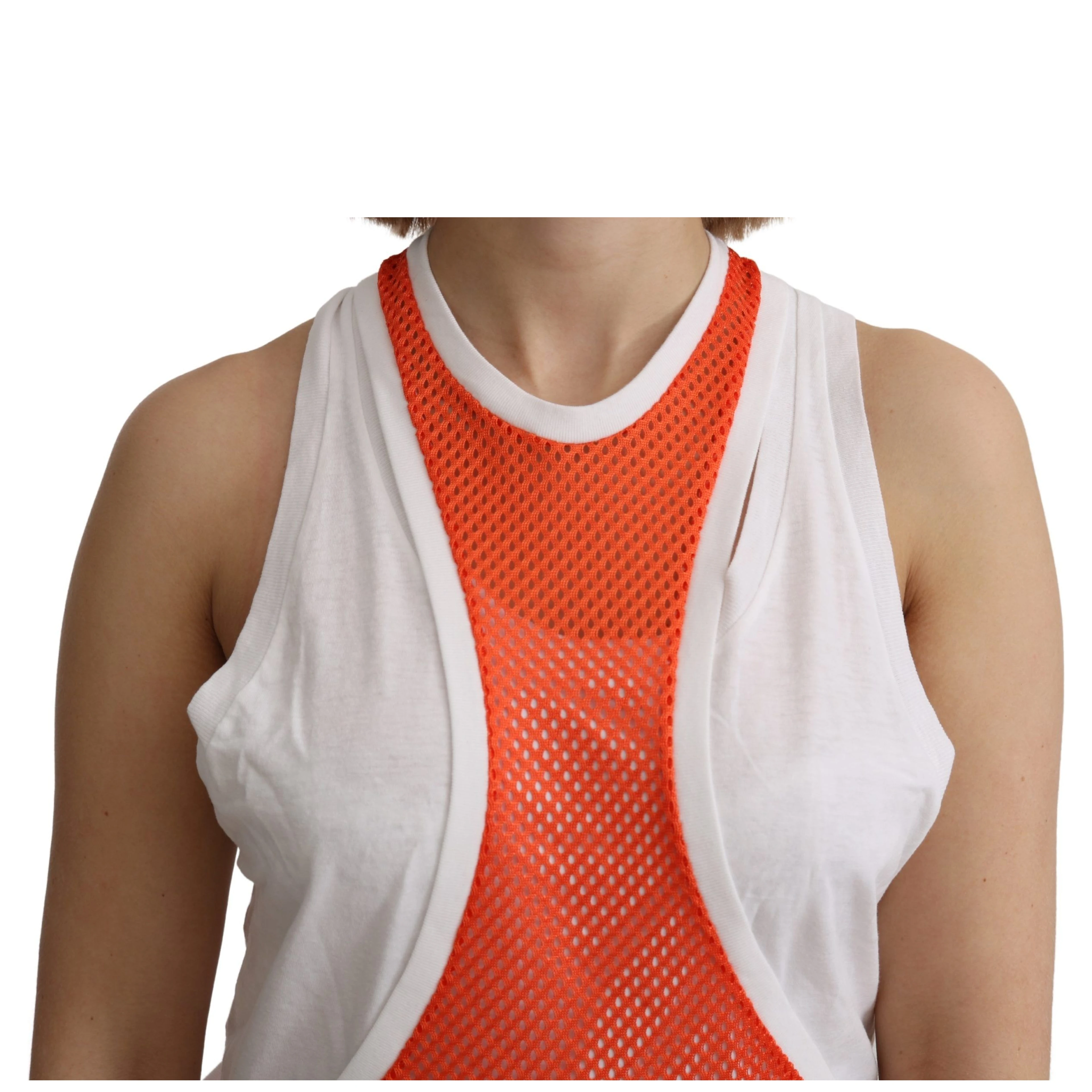 Orange White Crewneck Sleeveless Tank T-shirt Dress Top