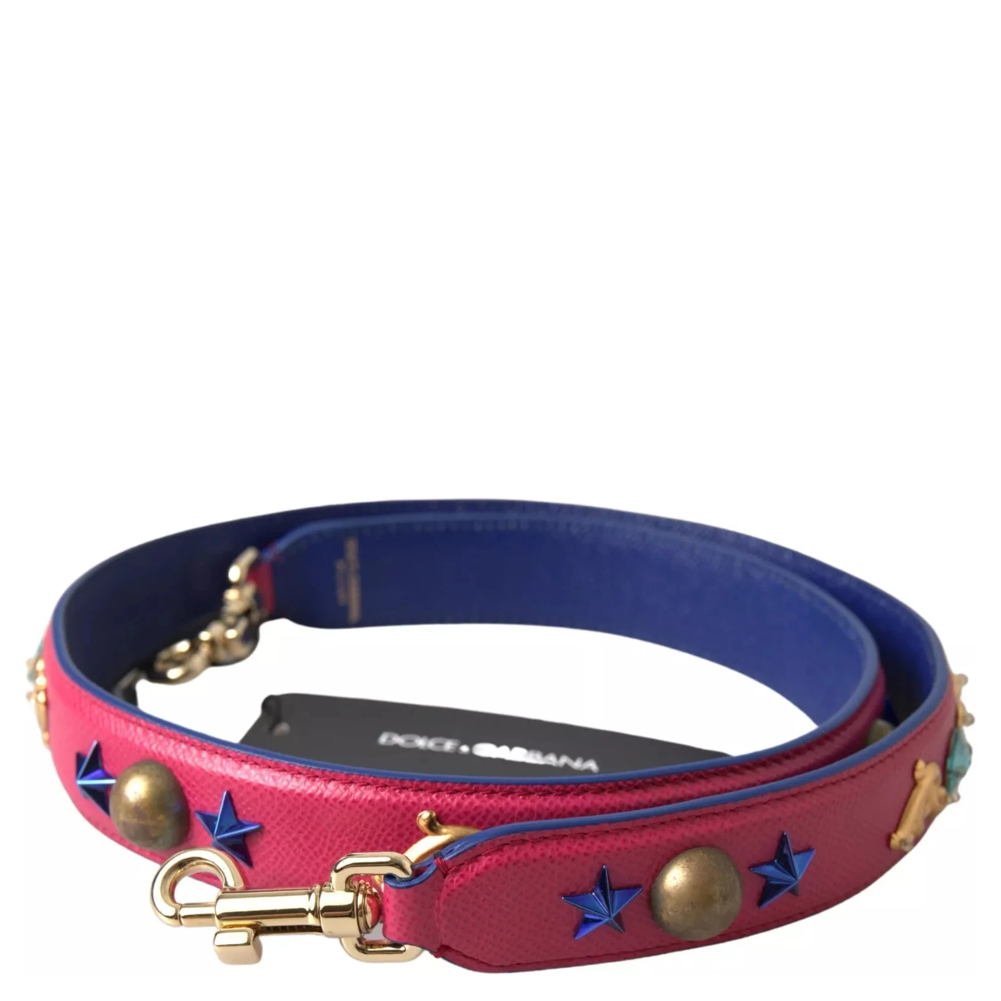 Pink Exotic Leather Studded Shoulder Strap