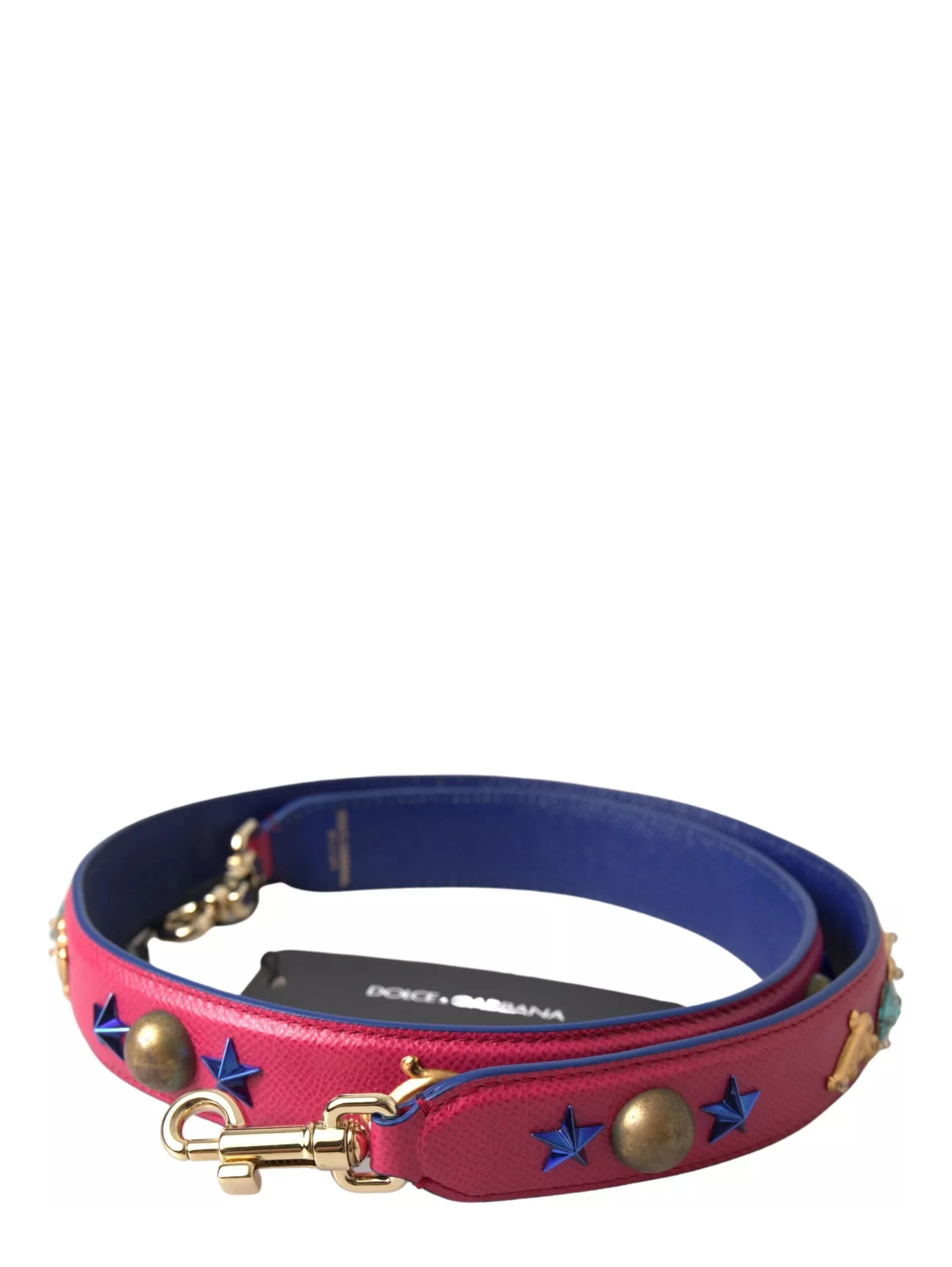 Pink Exotic Leather Studded Shoulder Strap