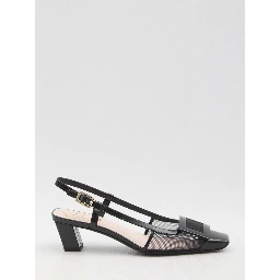 Slingback mesh pumps