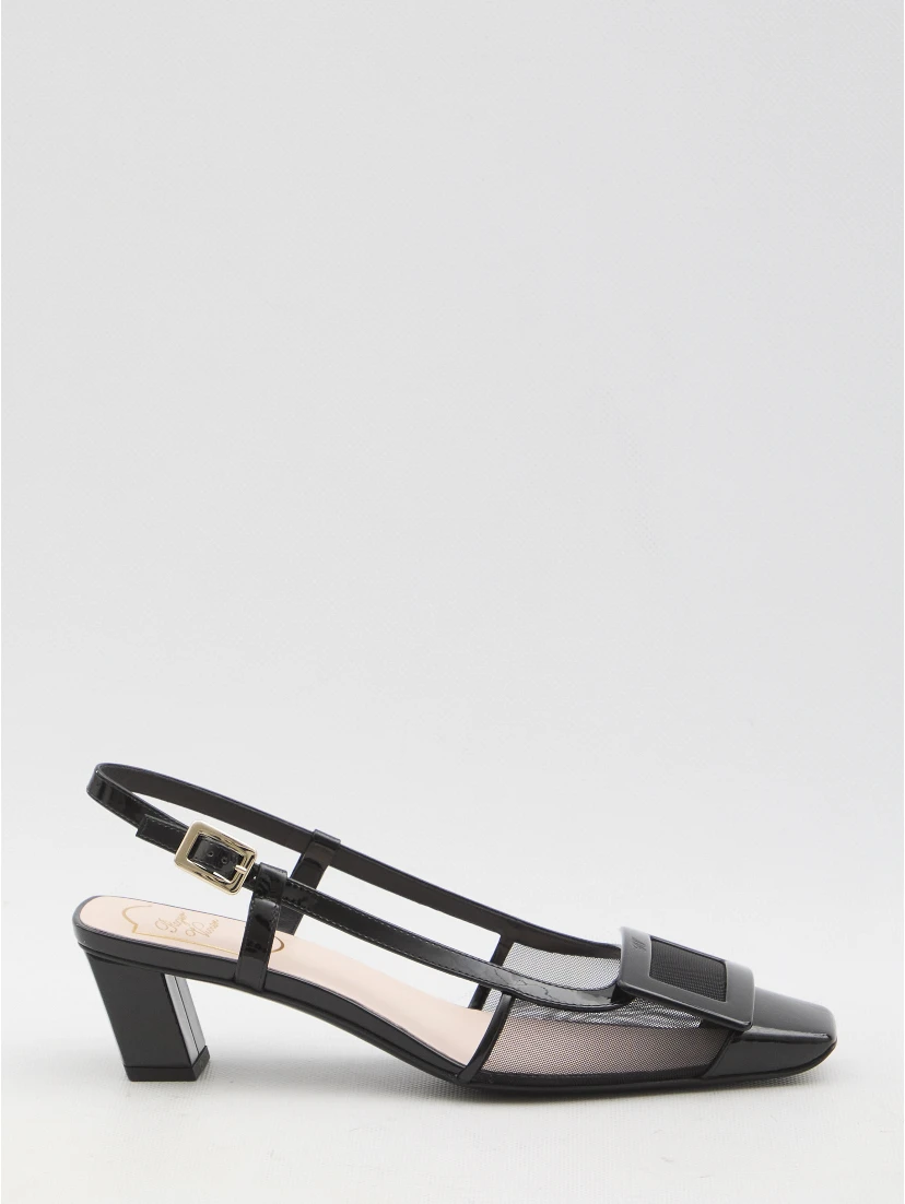 Slingback mesh pumps