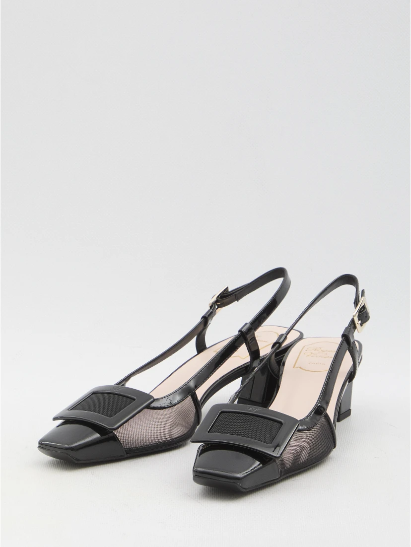 Slingback mesh pumps