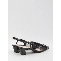 Slingback mesh pumps