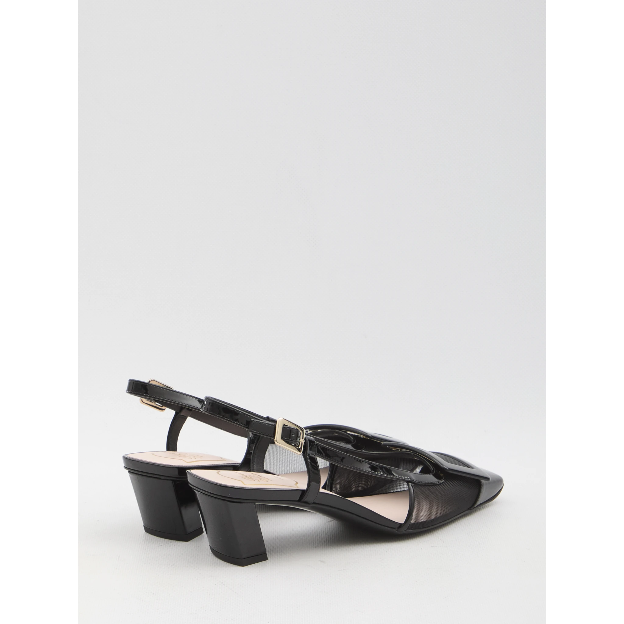 Slingback mesh pumps