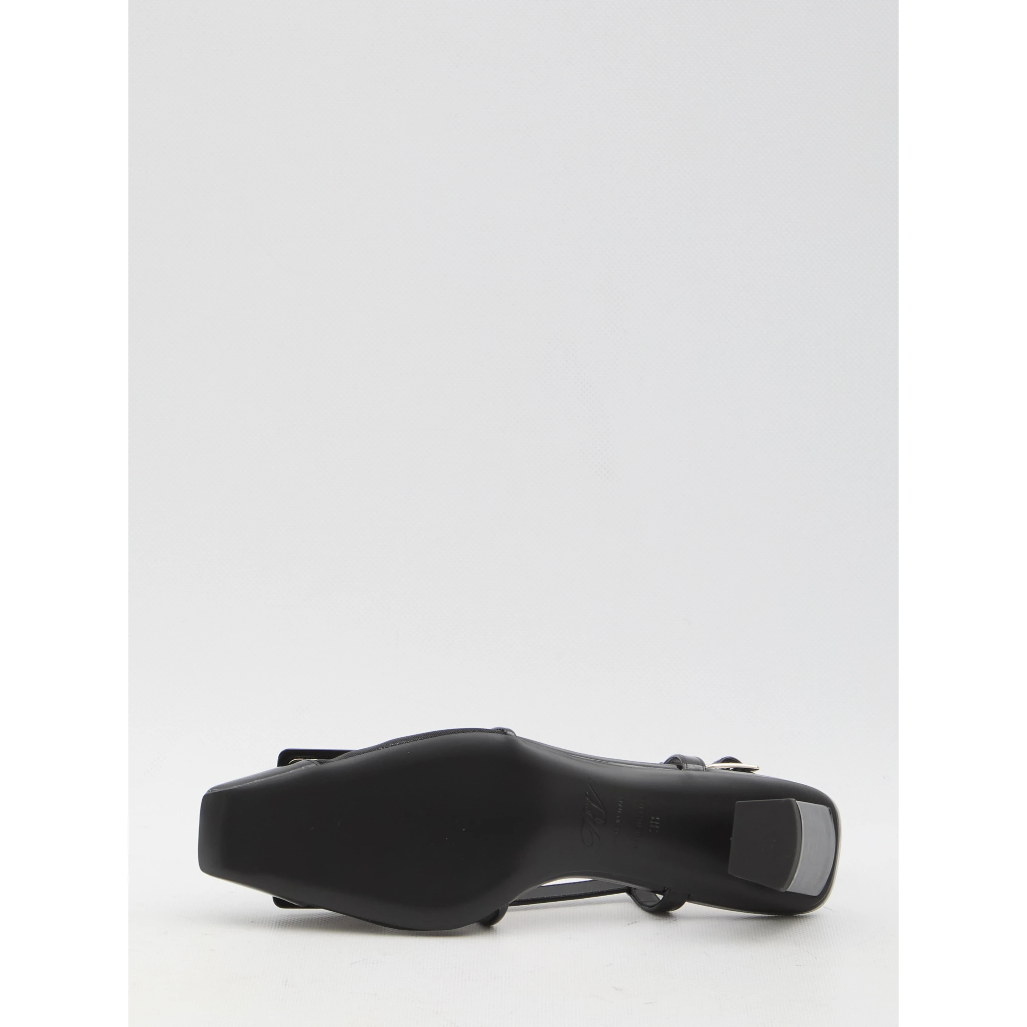 Slingback mesh pumps